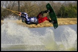 photo of Caden Hardin wakeboarding at wakezone cable park